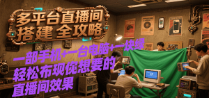 多平台直播间搭建全攻略，一部手机+一台电脑+一块绿布轻松实现你想要的直播间效果-网创项目