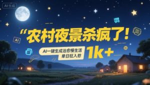 农村夜景杀疯了！AI一键生成治愈系慢生活，单日狂入1k+-网创项目