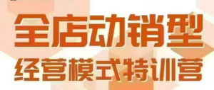 全店动销型经营模式,6月25-26日广州线下课,掌握全店动销模型和全流程方法论-网创项目
