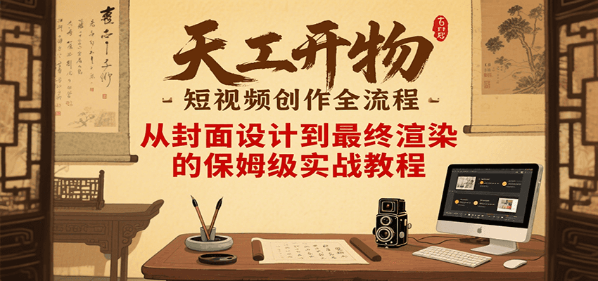 天工开物短视频创作全流程，从封面设计到最终渲染的保姆级实战教程-网创项目