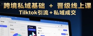 跨境私域基础+晋级线上课，Tilktok引流+私域成交-网创项目