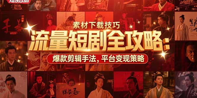 流量短剧全攻略：素材下载技巧，爆款剪辑手法，平台变现策略-网创项目