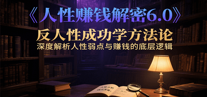 人性赚钱解密6.0，反人性成功学方法论，深度解析人性弱点与赚钱的底层逻辑-网创项目