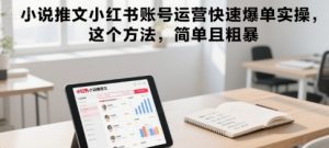 小说推文小红书账号运营快速爆单实操，这个方法，简单且粗暴-网创项目
