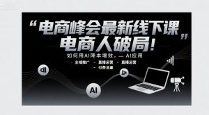 电商峰会最新线下课，电商人破局，如何用AI降本增效，AI应用-全域推广-直播运营-付费流量-网创项目