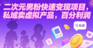 二次元男粉快速变现项目，私域卖虚拟产品，百分利润-网创项目