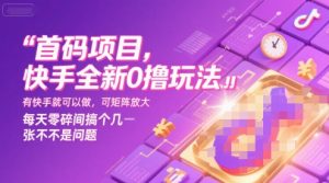 首码项目，快手全新0撸玩法，有快手就可以做，可矩阵放大，每天零碎时间搞个几张不是问题【揭秘】-网创项目