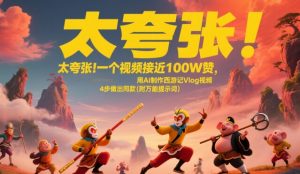 太夸张！一个视频接近100W赞，用AI制作西游记Vlog视频，全流程拆解来了(附万能提示词)-网创项目