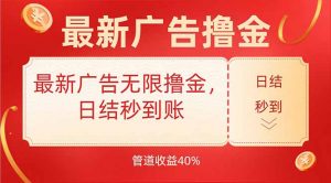 最新广告无限撸金，日结秒到，管道40%-网创项目