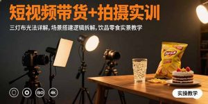 短视频带货+拍摄实训：三灯布光法详解,场景搭建逻辑拆解,饮品零食实景教学-网创项目