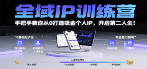 全域IP训练营,手把手教你从0打造吸金个人IP,开启第二人生!-网创项目
