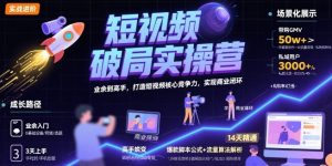 短视频破局实操营，业余到高手，打造短视频核心竞争力，实现商业闭环-网创项目