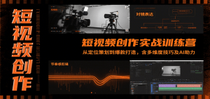 短视频创作实战训练营：从定位策划到爆款打造，含多维度技巧及AI助力-网创项目