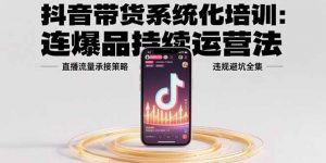 抖音带货系统化培训:连爆品持续运营法,直播流量承接策略,违规避坑全集-网创项目