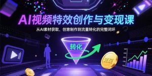 AI视频特效创作与变现课：从AI素材获取、创意制作到流量转化的完整闭环-网创项目