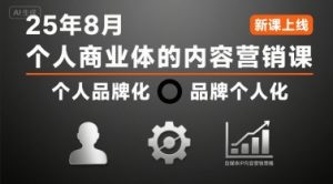 个人商业体的内容营销课25年8月,个人品牌化,品牌个人化,自媒体ip内容营销策略-网创项目