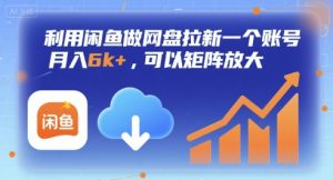 利用闲鱼做网盘拉新一个账号，月入6k+，可以矩阵放大-网创项目