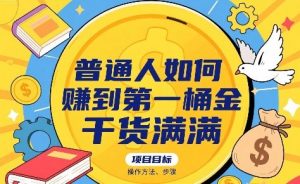 普通人如何賺到第一桶金，干货满满，操作方法及步骤-网创项目