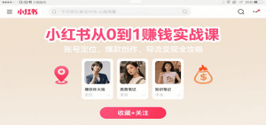 小红书从0到1赚钱实战课:账号定位、 爆款创作 、导流变现全攻略-网创项目
