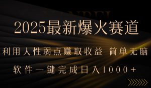 2025最新爆火赛道，利用人生弱点赚取收益，全程一键批量制作，小白轻松…-网创项目