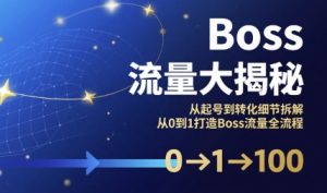 Boss流量大揭秘,从起号到转化细节拆解,从0到1打造Boss流量全流程-网创项目
