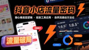 抖音小店流量密码，随心推底层逻辑，投放工具应用，自然流撬动核心方法论-网创项目