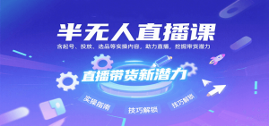 半无人直播课：含起号、投放、选品等实操内容，挖掘直播带货潜力(更新8月)-网创项目