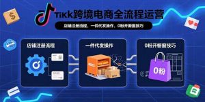 TikTok跨境电商全流程运营：店铺注册流程，一件代发操作，0粉开橱窗技巧-网创项目
