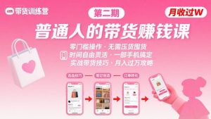 小红书带货第二期训练营,普通人月收过W的带货课,时间自由,零门槛无压货,一部手机即可操作-网创项目