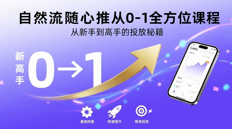 自然流随心推从0-1全方位课程，从新手到高手的投放秘籍-网创项目