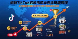 拆解TikTok跨境电商业态全链路课程:从亏损到月销2000万GMV的实战方法论-网创项目
