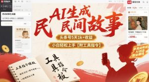 AI生成民间故事,头条号5天1k+,小白轻松上手【附工具指令】-网创项目