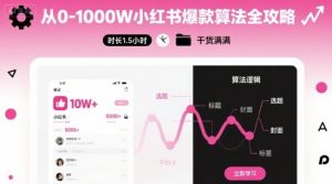 从0-1000W小红书爆款算法全攻略，时长1.5小时，干货满满-网创项目