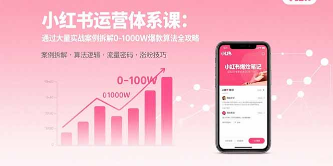 小红书运营体系课：通过大量实战案例拆解0-1000W爆款算法全攻略-网创项目