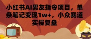 小红书AI男友指令项目,单条笔记变现1w+,小众赛道实操复盘-网创项目