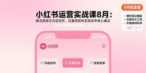 小红书运营实战课8月：解决商家在内容创作、流量获取和变现效率核心痛点-网创项目