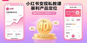 小红书变现私教课，暴利产品定位，高转化内容生产术，快速实现月入10万-网创项目