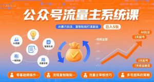 公众号流量主系统课，AI暴力玩法，复制粘贴打造副业，日入5张 +【附工具指令】-网创项目