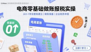 电商零基础做账报税实操快速上手,从0-1学会套账建立,做账准备,企业税务申报-网创项目