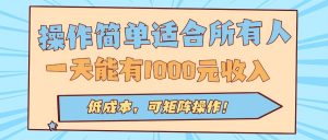 操作简单适合所有人全自动挂机项目，一天能有1000元收入，低成本，可矩…-网创项目