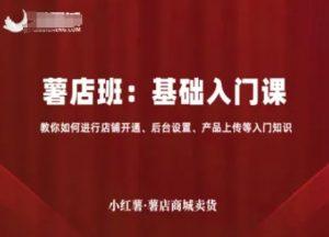 小红薯薯店商城卖货,基础入门课,教你如何进行店铺开通、后台设置、产品上传等入门知识-网创项目