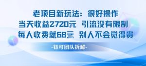 老项目新玩法当天收益1k+每个人收费68米 不违规不封号-网创项目