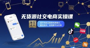 无货源社交电商实操课,绕开传统互联网电商模式,撒豆成兵,实现跨平台交易-网创项目
