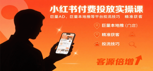 小红书付费投放实操课：巨量AD、巨量本地推等平台投流技巧精准获客-网创项目