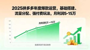 2025拼多多年度爆款运营，基础搭建、流量分配、强付费玩法，月利润5-15万-网创项目