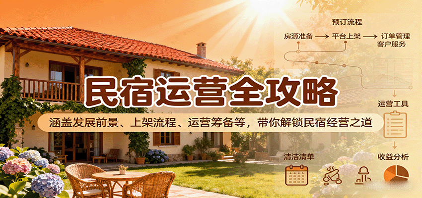 民宿运营全攻略：涵盖发展前景、上架流程、运营筹备等，带你解锁民宿经营之道-网创项目