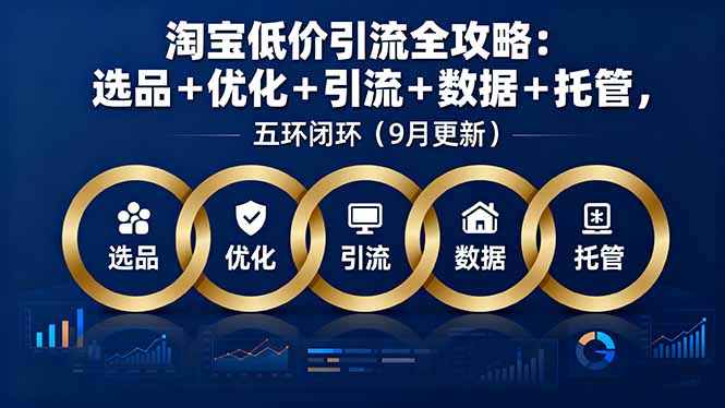 淘宝低价引流全攻略：选品＋优化＋引流＋数据＋托管，五环闭环(9月更新-网创项目