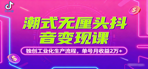 潮式无厘头抖音变现课，独创工业化生产流程，单号月收益2万+-网创项目