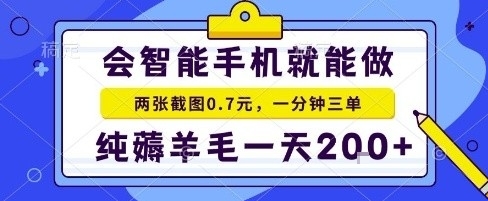 手机项目，二十秒一单，纯薅羊毛一天2张+做就有【揭秘】-网创项目