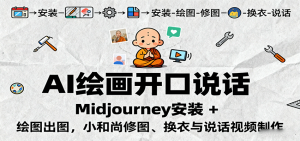 AI绘画开口说话,Midjourney安装 + 绘图出图,小和尚修图、换衣与说话视频制作-网创项目